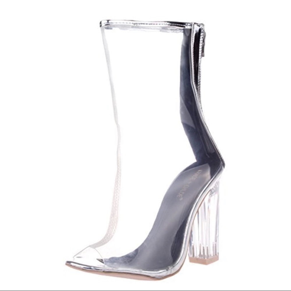 NWOT Clear Lucite Booties
